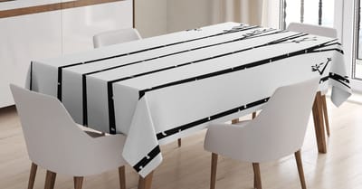 ABAKUHAUS Zwart-Wit Tafelkleed, Herfstboombladeren, Vuilafweermiddel met geavanceerde druktechnologie Wasbare heldere kleuren, 140 x 170 cm, Witzwart