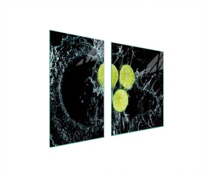 TMK ArtDeko - Beschermende Glazen Plaat en Snijplank - Cytrynowy Motief - 100x52cm