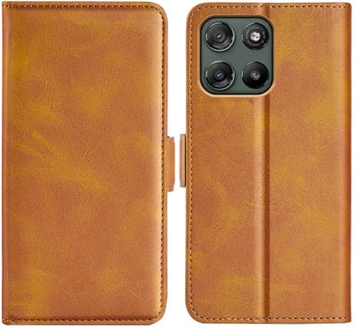 MobyDefend Hoesje - Geschikt voor Motorola Moto G57 Power - Luxe Wallet Book Case (Sluiting Zijkant) - Lichtbruin