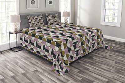 ABAKUHAUS Retro bedsprei – Geometrisch patroon – 264 x 220 cm, veelkleurig