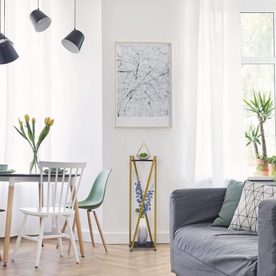 Moderne plantentafel met marmerlook - 2 etages - HBD 99 x 29 x 29 cm - goud/zwart