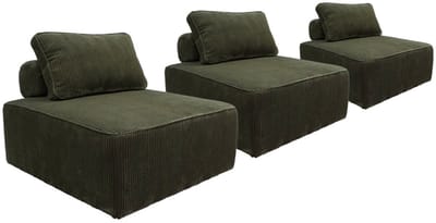 sweeek - Set van 3 fauteuils voor modulaire bank corduroy 1 zitplaats l 90 x b 90 x h 78 cm - lao