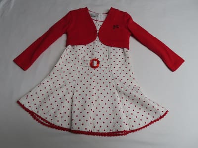 Jurk - Feestkleedje + kort jasje - Offwhite , rood - 2 jaar 92