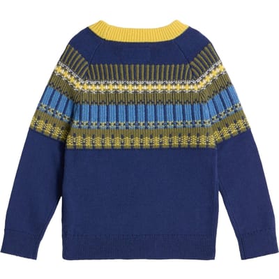 White Stuff Fairisle Yoke Jumper Dark Navy Größe: 3-4 | Strickjacken Outlet | Unisex | Blau
