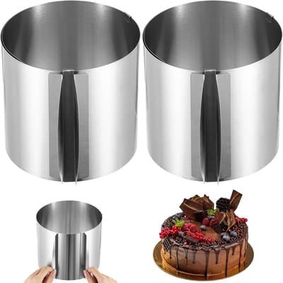 Taartringen Set - Mousse Vormen - Zelf Desserts Maken - Verstelbaar 15-30cm - 2 stuks - Zilver