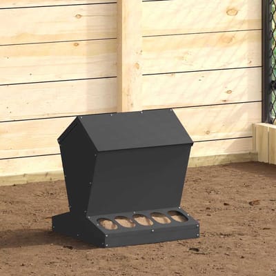 vidaXL - Kippenvoerbak - Zwart - 40 - x - 40 - x - 45 - cm - Koudgewalst - Staal