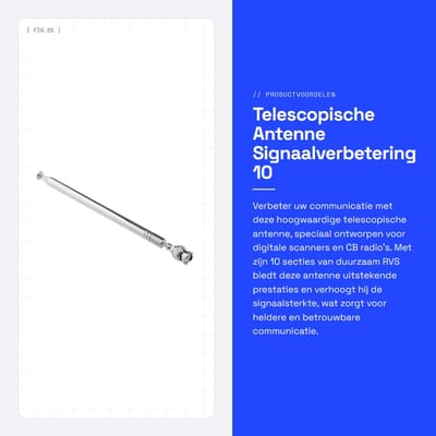 Dailygoods- Telescopische Antenne Signaalverbetering - Antenne BNC Connector - Antenne voor Digitale Scanners - Antenne voor CB Radio's - Antenne met Scharnierende Voet - Duurzaam Materiaal
