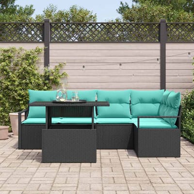vidaXL - Tuinbank - Set - 6 - st - 5-Aantal - zitplaatsen - Zwart - en - Blauw