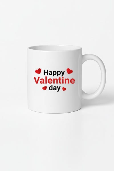 Valentijn Mok "Happy Valentine Day" met Hartjes | Romantisch Liefdes Cadeau