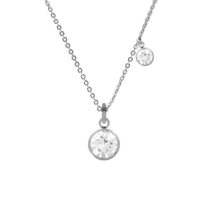 CO88 Collection Sparkle 8CN-26097 Stalen Collier met Hanger - Kristal 4 en 8 mm - Lengte 40 + 5 cm - Zilverkleurig