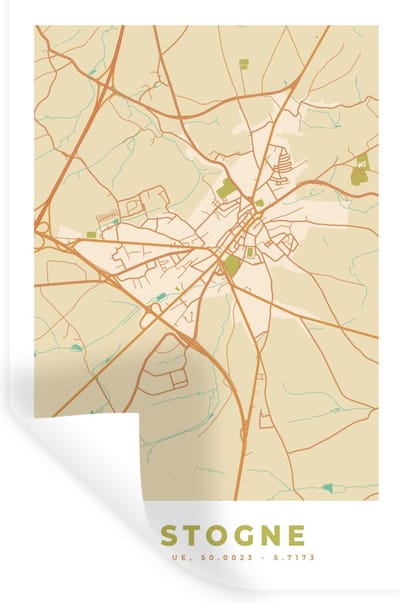 Muurstickers - Sticker Folie - Stadskaart - Kaart - Bastenaken - Vintage - Plattegrond - 20x30 cm - Plakfolie - Muurstickers Kinderkamer - Zelfklevend Behang - Zelfklevend behangpapier - Stickerfolie