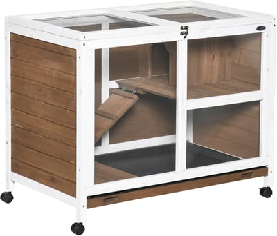 PawHut Konijnenhok - Hout - 91,5 x 53,3 x 73 cm - Bruin