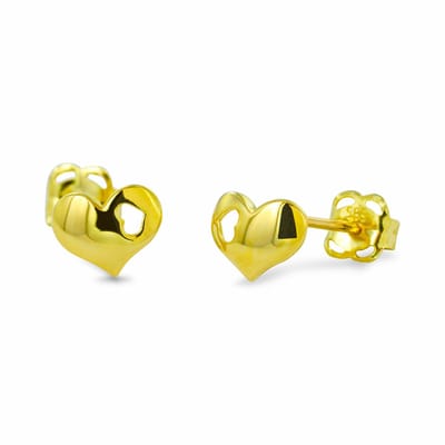 New Bling 9NBSAM-G210408 Gouden Oorknopjes - Dames - Hartjes - 5 x 6,4 mm - 14 Karaat - Goud