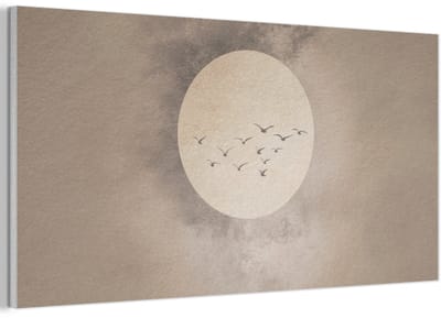 Akoestisch wandpaneel 80x40 cm - Vilt schilderij Vogel - Beige - Japandi - Akoestische panelen - Geluidsdempende wanddecoratie - Geluidsisolatie woonkamer - Muurdecoratie geluidspanelen