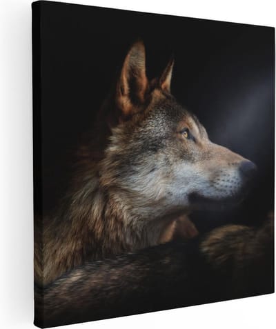 Artaza Canvas Schilderij Wolf - 80x80 cm - Wanddecoratie Dierenkop - Muurdecoratie Dieren - Schilderijen Op Canvas