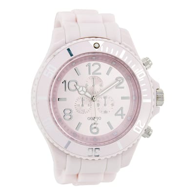 OOZOO Timepieces - Oud roze horloge met oud roze rubber band - C4823