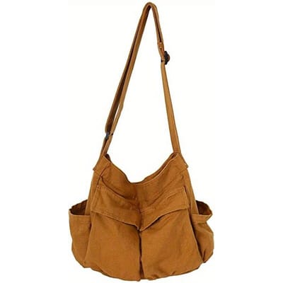 Vrouwen Vintage Handtas Canvas Tiener Schoudertassen Messenger Bags Dames Casual Handtas Crossbody Portemonnee brown