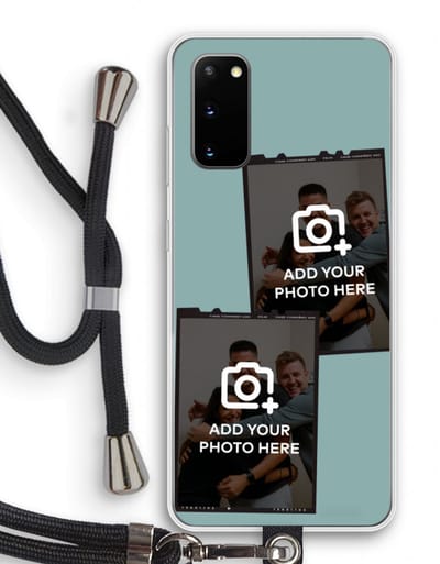 Gepersonaliseerd - Case Company® - Hoesje met koord geschikt voor Samsung Galaxy S20 hoesje met Koord - Polaroid Zwart - Telefoonhoesje met Zwart Koord - Bescherming aan alle Kanten en Over de Schermrand