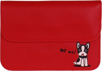 Schoudertasje rood met hondje Wo Wo - 12,5x18cm
