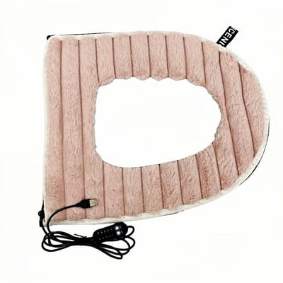 Housse de siège de toilette chauffante USB de haute qualité, anneau en peluche lavable doux, réchauffement d'hiver 5 V 2 A, température réglable rose