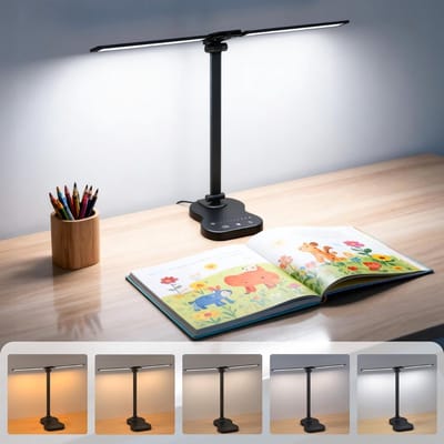 REN® Bureaulamp LED - Burolamp - Bureaulamp Met Klem - Bureaulamp Kind - Bureaulamp LED Dimbaar - Zwart - 8cm x 5cm x 72cm; 0.65 kg