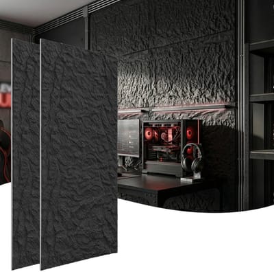 Froadp 2 stuks Plaatwerk met rotslook, 120 x 63 cm,5 cm dik wandpanelen, PU-wandbekleding Donkergrijs