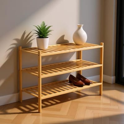 Bamboe Schoenenrek - 3 Niveau Schuifrek - 68 x 28 x 46 cm - Opbergrek voor Hal, Woonkamer en Gang