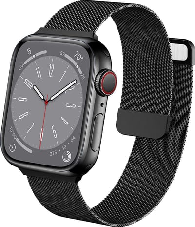 Bandje geschikt voor Apple Watch 45 mm / 44 mm Series 8 / SE 2022 - Zwart Milanese Band