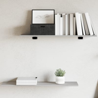 vidaXL - Wandschappen - 4 - st - 80x20x1,5 - cm - bewerkt - hout - grijs - sonoma - eiken