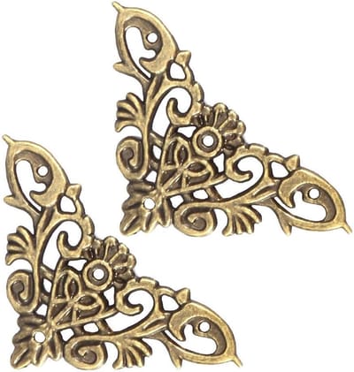 hoek, 12 STUKS, bevestigingsdelen pakkinghouder antieke stijl holle vorm sieraden verzamelalbum album beschermer houten doos hoek decor hardware accessoires (L)