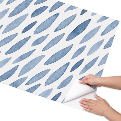 Coloray Meubel Wrap Folie - Blauw Meubelfolie - 75x150 cm - Decoratiefolie Zelfklevend Artistieke penseelstreken - Meubelfolie Zelfklevend - Minimalist Meubelfolie - Wrapfolie Keuken - Wanddecoratie - Achtergronden en patronen