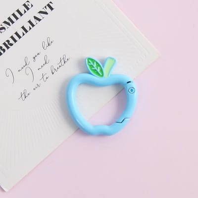 2 pièces Boucles à Ressort Durables en Alliage, Boucle Porte-clés Design Coloré en Forme de Pomme pour Camping, Randonnée Organisation d'Équipement de Sac à Dos, Accessoires de Sac DIY 2pcs bleu