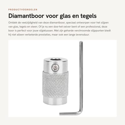 Dailygoods- Diamantboor met geharde verchroomde slijppunten - Diamantboor set - Tegelboor - Glasboor - Slijpkop voor slijpmachine - Standaard korrel voor glas en steen