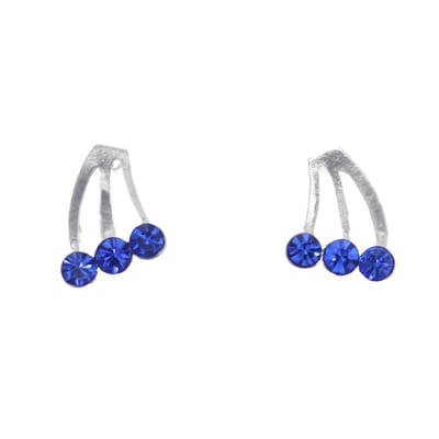 Behave – Oorbellen – Sterling Zilveren Kleine Oorbellen met Blauwe Kristal steentjes