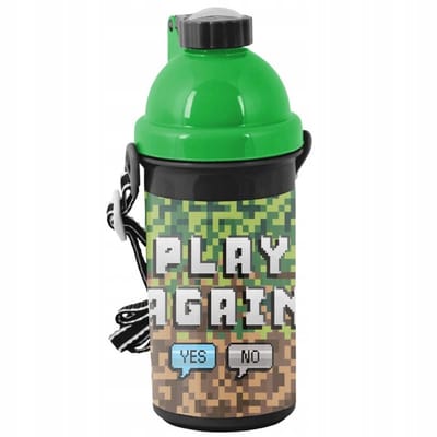 Gaming Bidon "Play Again" 500ml - Zwart/Groen