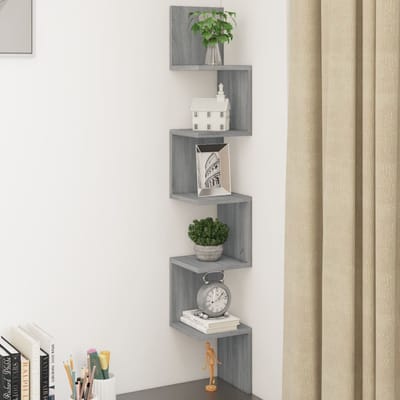 vidaXL - Hoekwandschap - 20x20x127,5 - cm - bewerkt - hout - grijs - sonoma - eiken