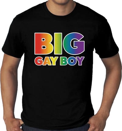 Gay pride big gay boy grote maten t-shirt - zwart plus size homo/regenboog shirt voor heren - gay pride XXXL