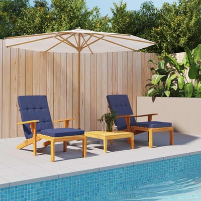 vidaXL Buiten Kussen 2 st Stof Marineblauw 180 x 55 x 7 cm