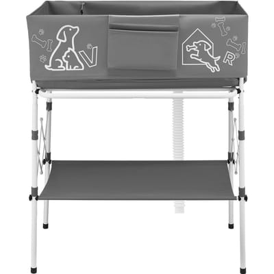 Baignoire pour chien, Baignoire surélevée pour chien, Station de lavage et de toilettage pliable pour animaux de compagnie, Pliable portable peu encombrante, avec tuyau de vidange intégré pour petit