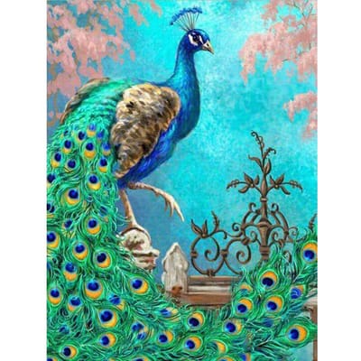 Diamant peinture diamant broderie animaux diamant mosaïque point de croix paon image de strass cadeau de fête 20X30CM blue