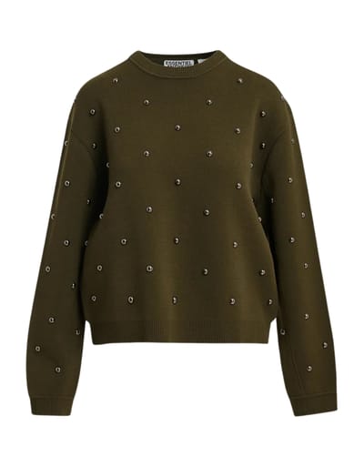 Essentiel Antwerp Pullover With Studs Pullovers Khaki Klou
