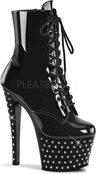 Pleaser - STARDUST-1020-7 Plateau Laarzen, Paaldans schoenen - Paaldans schoenen - 35 Shoes - Zwart