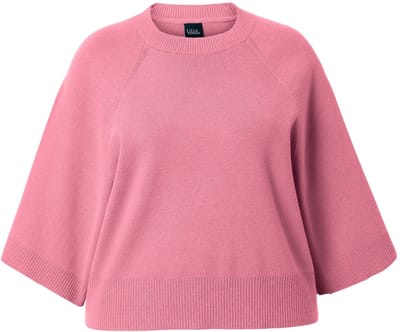 Ulla Popken - Dames - Trui kort ronde hals 3/4-mouwen - Roze - Maat 42+