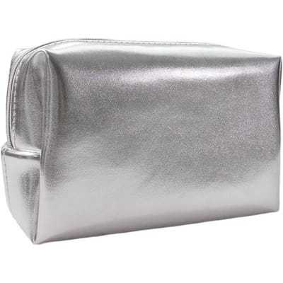 Japans en Koreaans Helder Zilver High-end Make-uptas Drie Delen Set, Gestructureerd Waterdicht Draagbare Opberg Kleine Tas square bag zilver