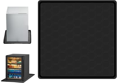Wasbare Koelkastmat 60x60cm - Siliconen Vloerbeschermer met Verhoogde Rand voor Koelkast, Wijnkast en Wasmachine (Zwart)