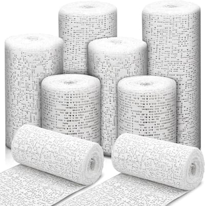 Allecta - Set van 6 rollen Gipsverband voor knutselen - Babybuik en kinderen - Wit - 5/10/15 cm x 270 cm