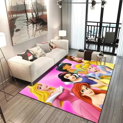 Disney Prinsessen Print Tapijt voor Woonkamer Slaapkamer Meisjeskamer Huisdecoratie Roze Kamerdecoratie Vloerkleed Antislip Mat 80*120cm