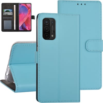 LichtBlauw hoesje voor Oppo A74 5G & Oppo A54 5G - Book Case - Pasjeshouder - Magneetsluiting