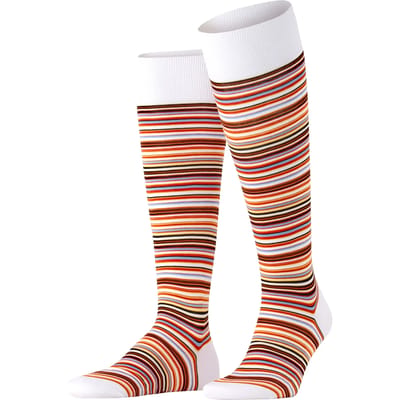 FALKE Microblock fijn elegant heldere kleuren katoen kniekousen heren wit - maat 39-40
