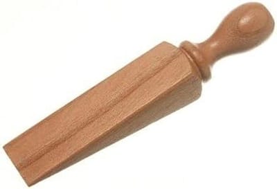 Deurstop Wig - Houten Deurstopper - Voorkom Deuren - Massief Hout - 140 mm - Bruin
